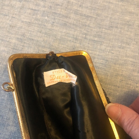 Vintage Du-Val Black Beaded Evening Purse Handbag - Picture 3 of 4